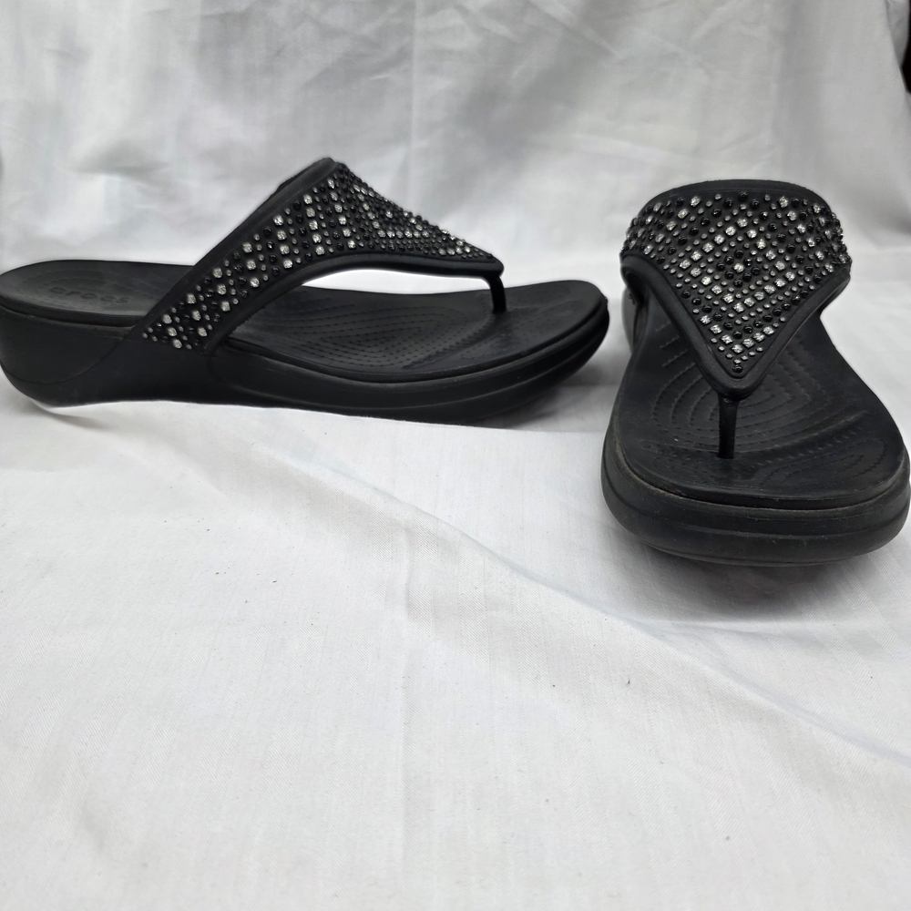 Crocs Monterey Shimmer Wedge Flip Sandals